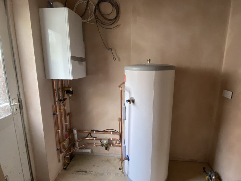Boiler and unvented cylinder plant room