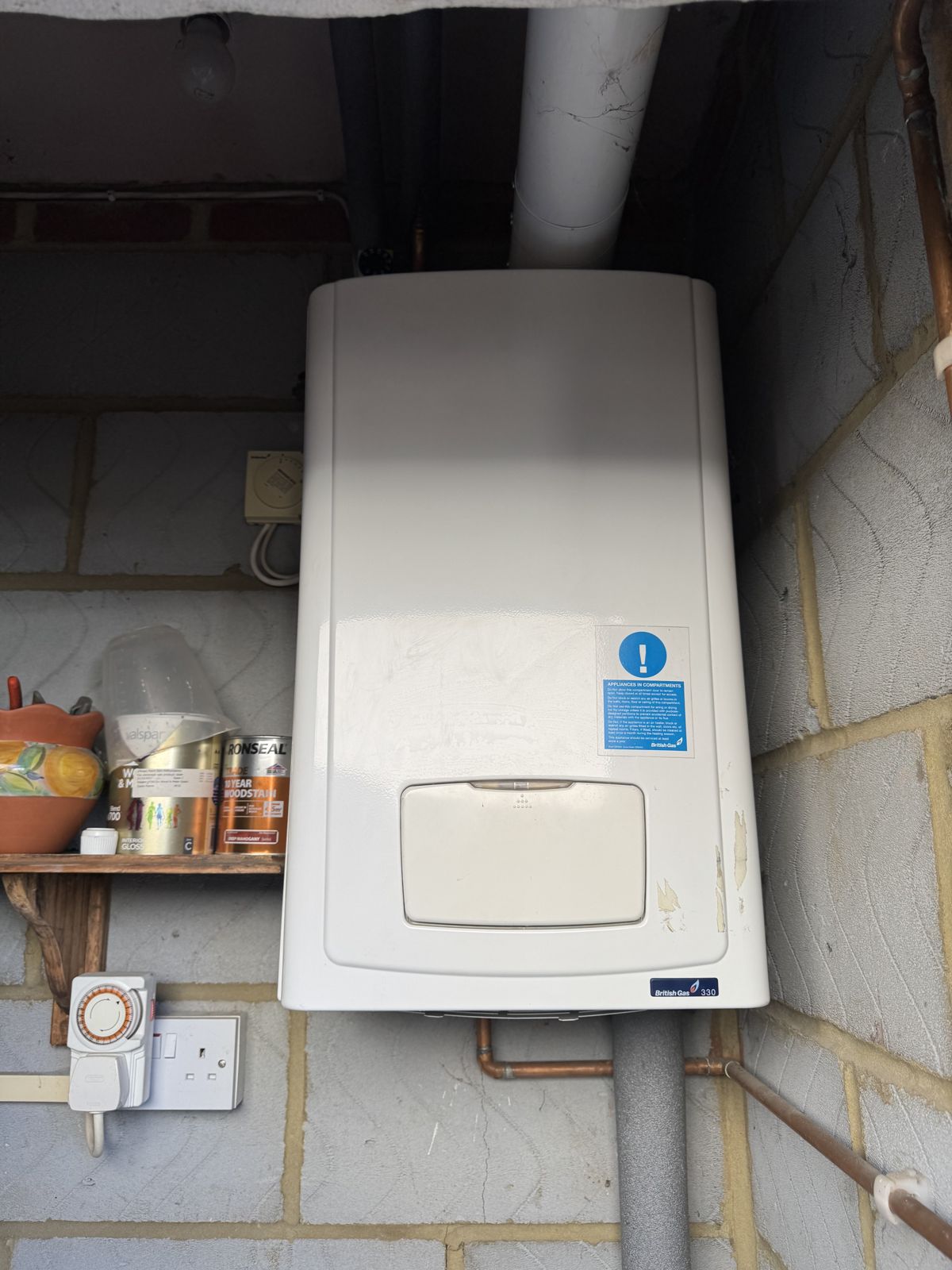 Old British Gas 330 boiler before replacement in Weybridge